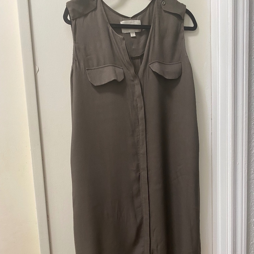 Brochu Walker Olive Green Sleeveless Utility Dress in Size Large